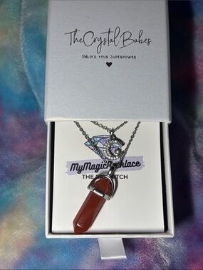 The Bad B*tch Carnelian necklace with custom blingy 💎🌙🌟Crescent Accent
